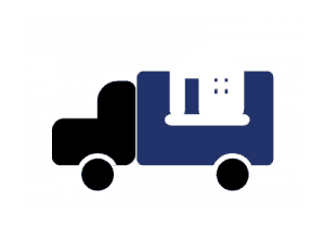Icon for Residential Movers, illustrated by a truck carrying a house