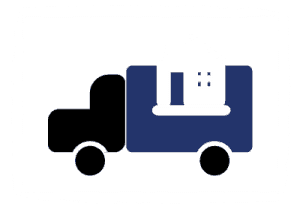Icon for Residential Movers, illustrated by a truck carrying a house