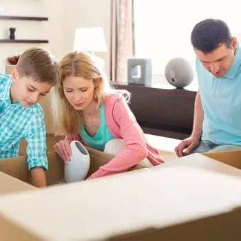A family packing for a short-term move