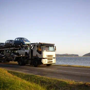 Truck transporting multiple vehicles