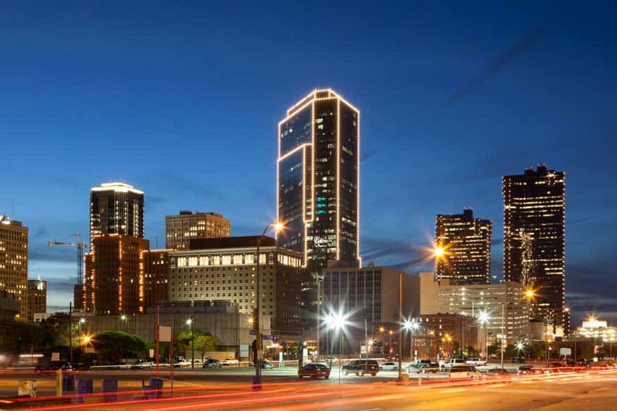 Fort Worth TX downtown skyline at night