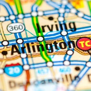 Arlington, TX on a map.
