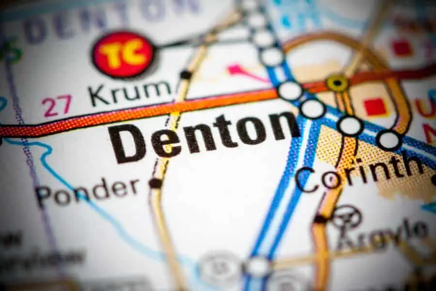 Denton Texas on a map